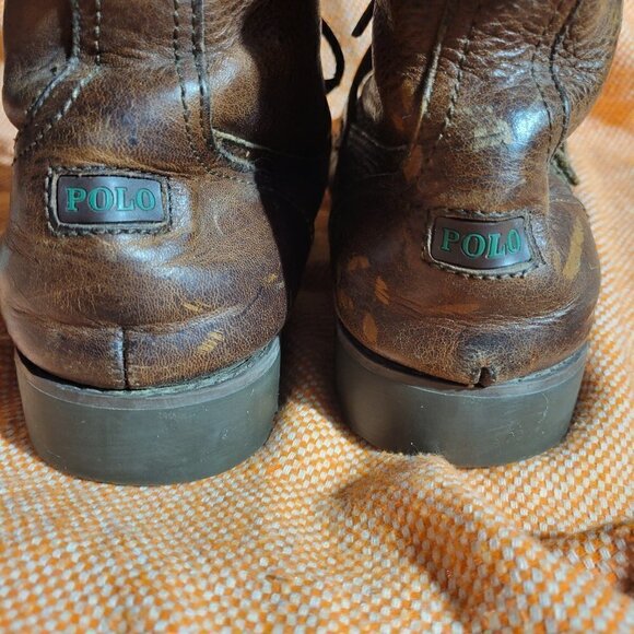 Polo By Ralph Lauren Ranger Men's Distressed Brown Leather Buckle Boots Size 7.5 - Picture 7 of 17